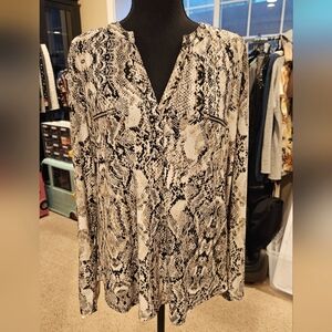 Women's INC Snakeskin Print Women's Long Sleeve Top Size Large